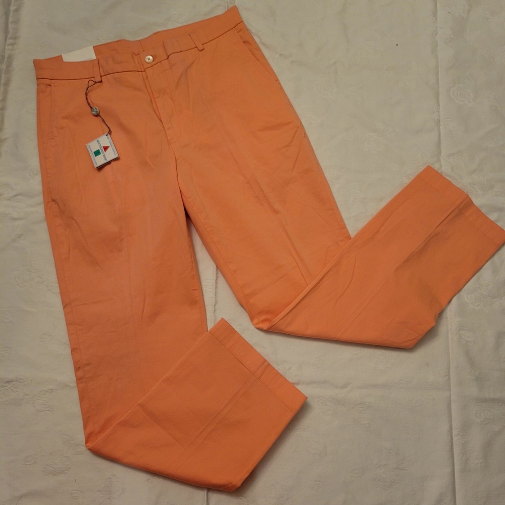 Southern Tide 36 Pants Melon Orange Channel Marker Flat Front Preppy Nautical